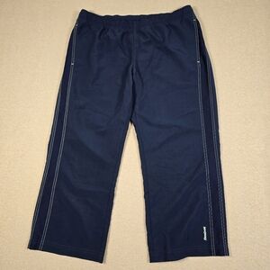 Reebok Womens Navy Athletic Track Pants Elastic Waist Size M